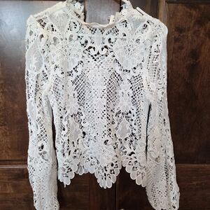 Elegant White Lace Women's Top